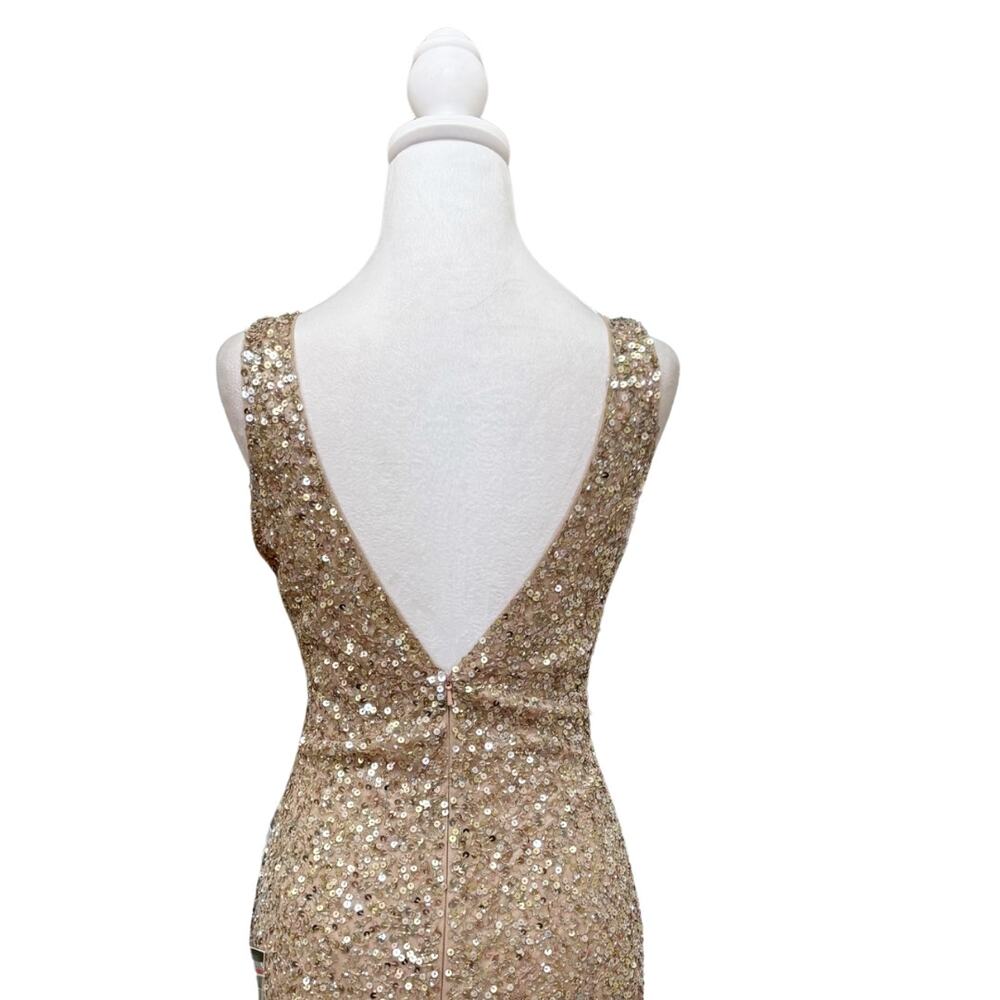 Mac Duggal Sleeveless Sequin Mini Dress 8 Gold NWT Style 5201 - Picture 6 of 9